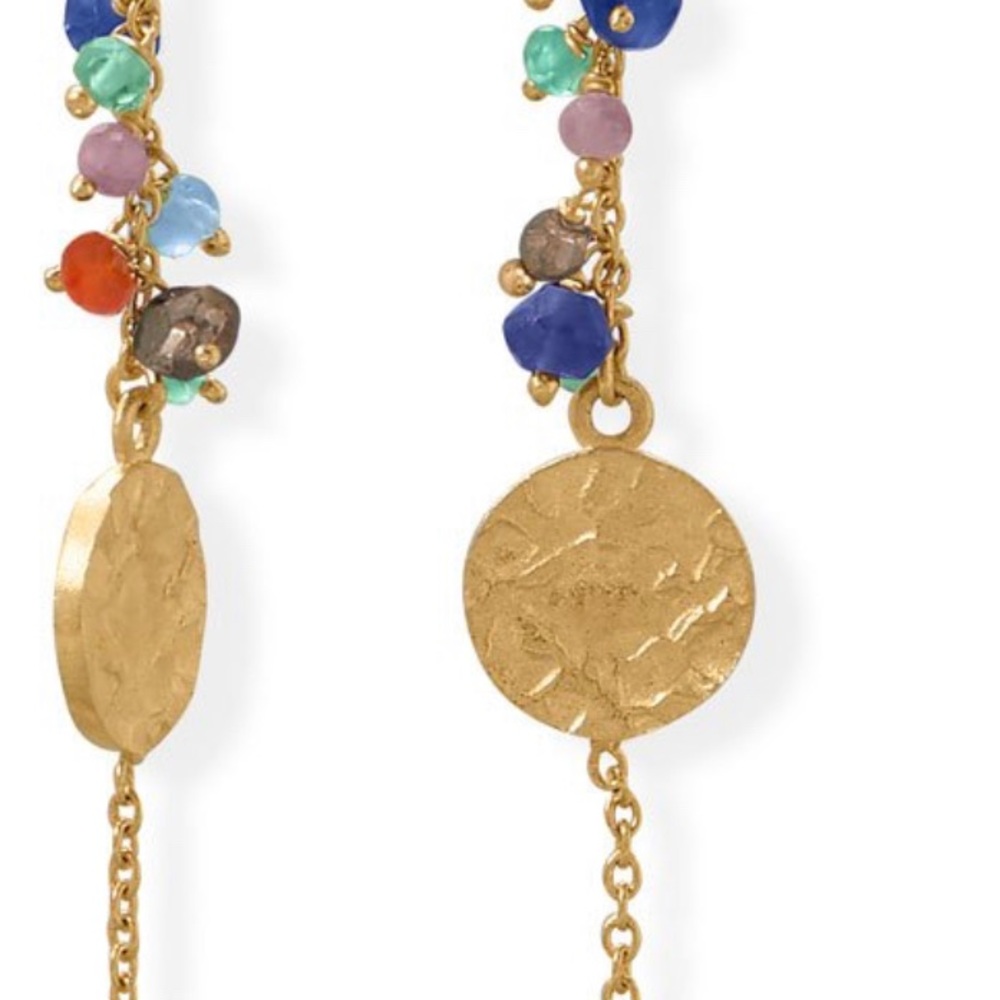 14 Karat Gold Plated Multi Bead and Disk Earring